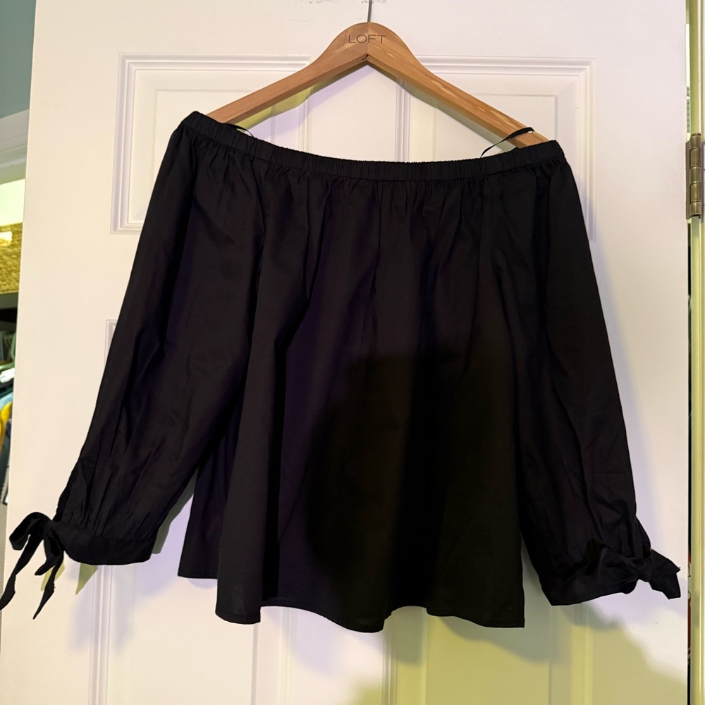 LOFT Off the Shoulder Black Blouse